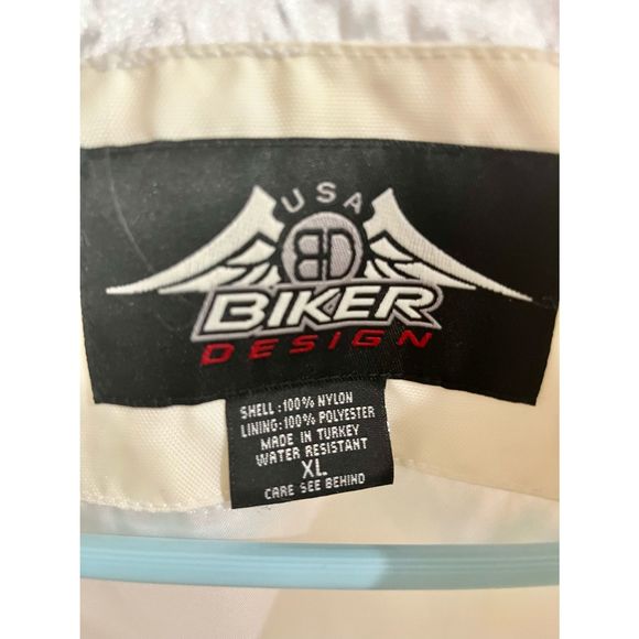 VINTAGE White USA Biker Design Jacket XL - Picture 6 of 6